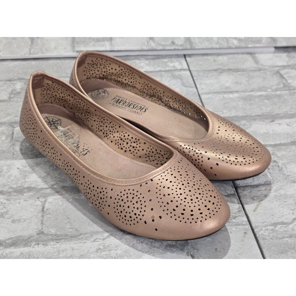 Harborsides Memory Foam Ballet‎ Flats Rose Gold Slip On Shoes Women Sz 8